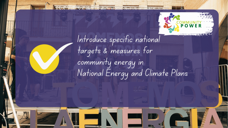 The NECPs assessment and recommendations on community energy – Letter